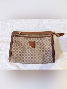 Celine Tan Brown Monogram Canvas Toiletry Pouch